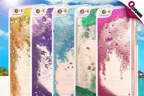 For QR19 Shimmer All Day with Floating Glitter iPhone 6 OR iPhone 6 Plus Cases - Choose from 8 Glitter & Stars Designs! (QR35 Value)